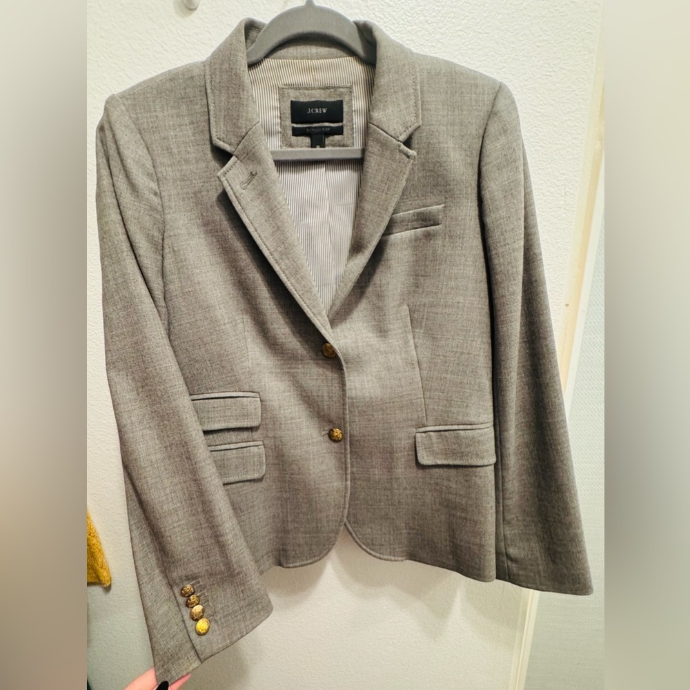 J. Crew Schoolboy Women's Light Gray Blazer with Gold Buttons